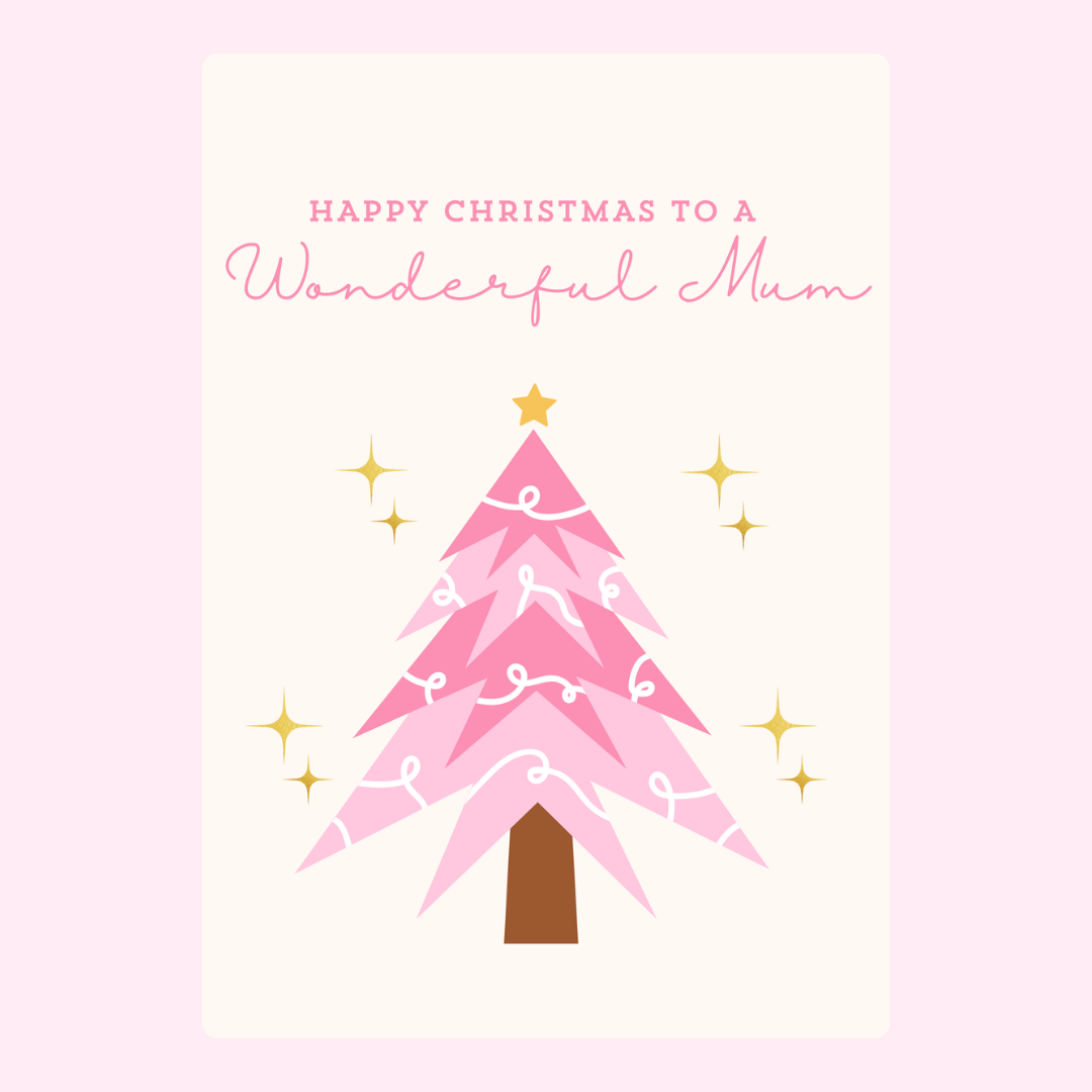 Christmas card for Mum with pink tree