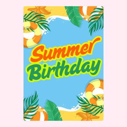 Summer birthday card with beach theme