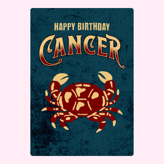 Bold Cancer birthday design with crab illustration