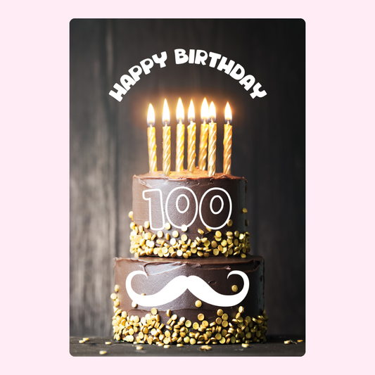 100th birthday cake with mustache