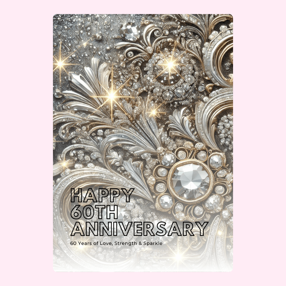 60th Anniversary Card with Diamonds and Sparkle