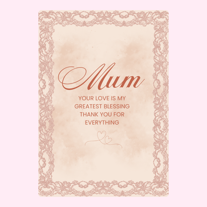 Mum card with floral border - Thank you.
