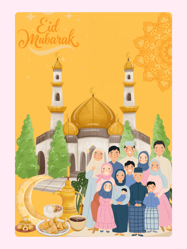 Eid Mubarak Family Cake Card