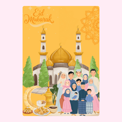 Eid Mubarak family illustration