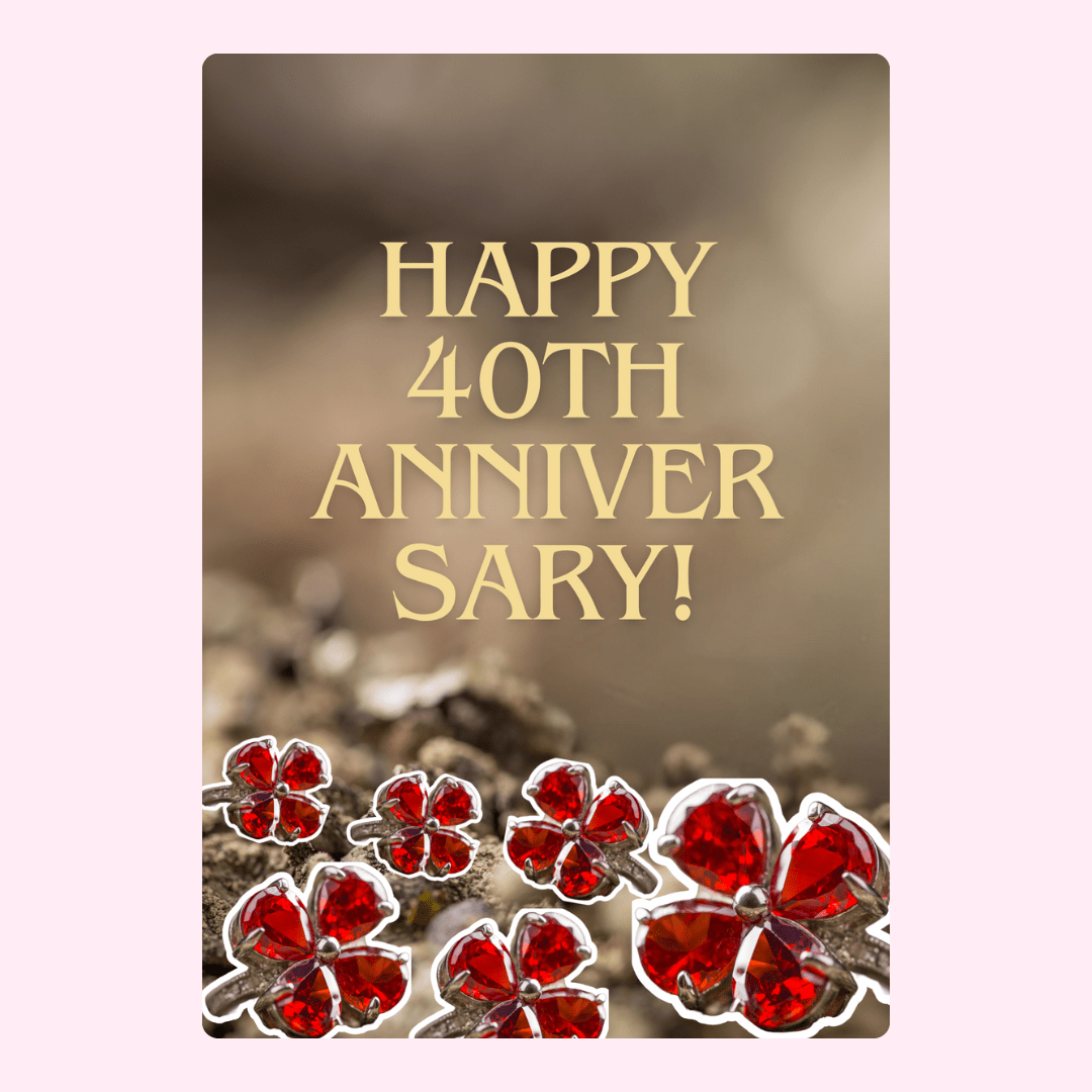 40th Anniversary Card with Red Flower Accents