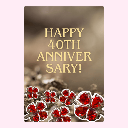 40th Anniversary Card with Red Flower Accents