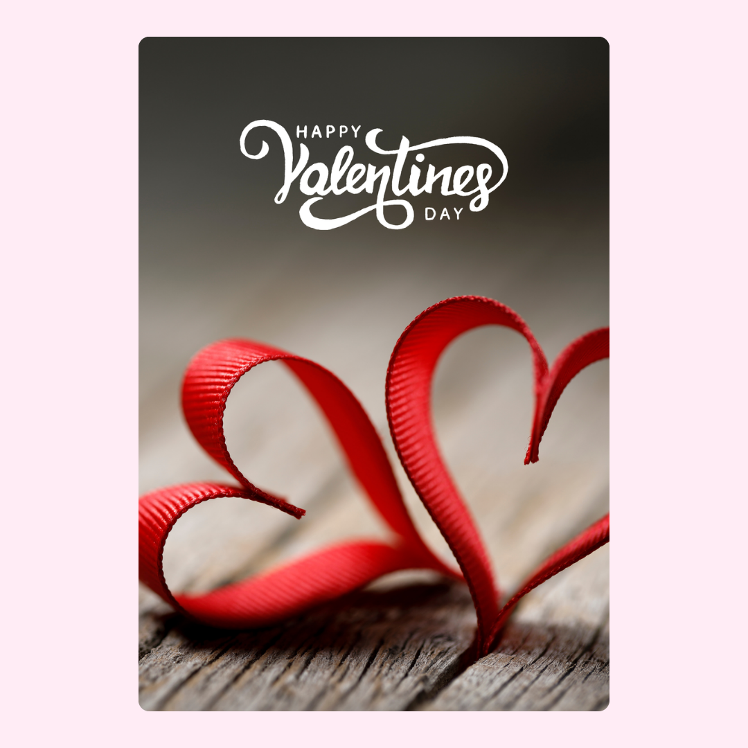 Valentine's Day card with red ribbon hearts, image 10