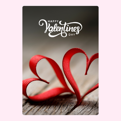 Valentine's Day card with red ribbon hearts, image 10
