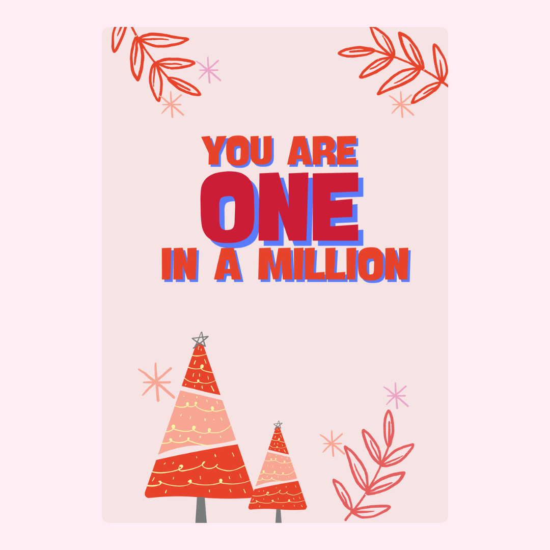You Are One in a Million card with Christmas trees