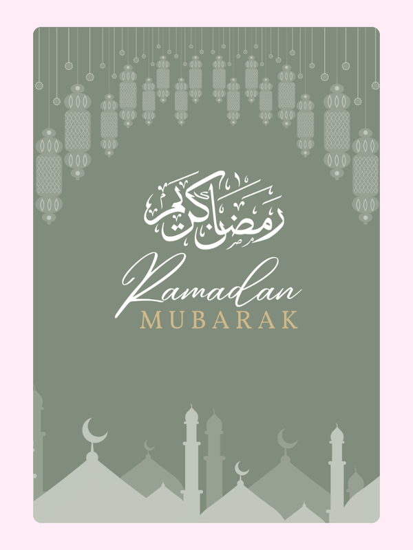 Ramadan Mubarak Sage Lanterns Cake Card