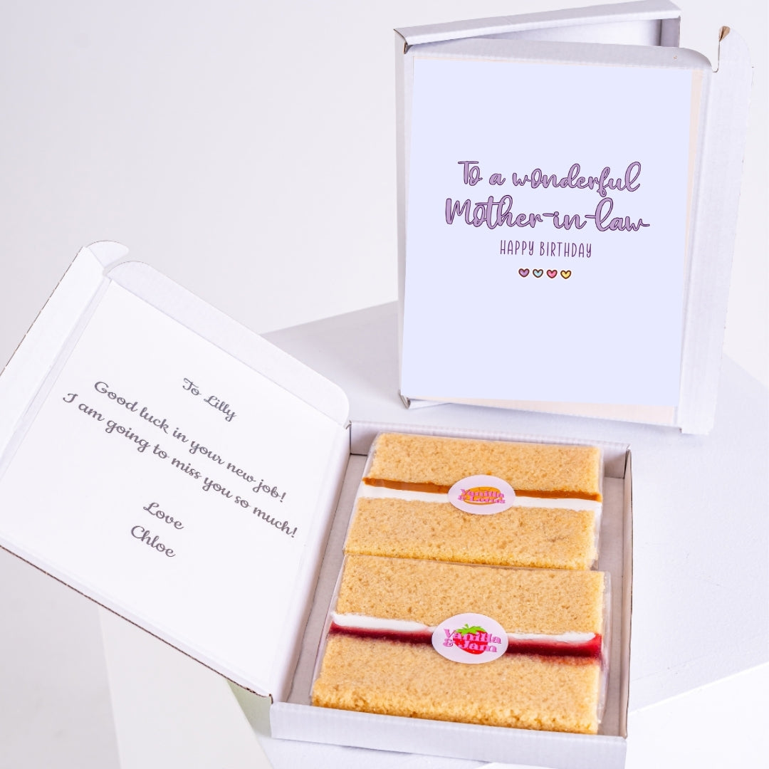 Letterbox birthday gift for mother-in-law with cake slices