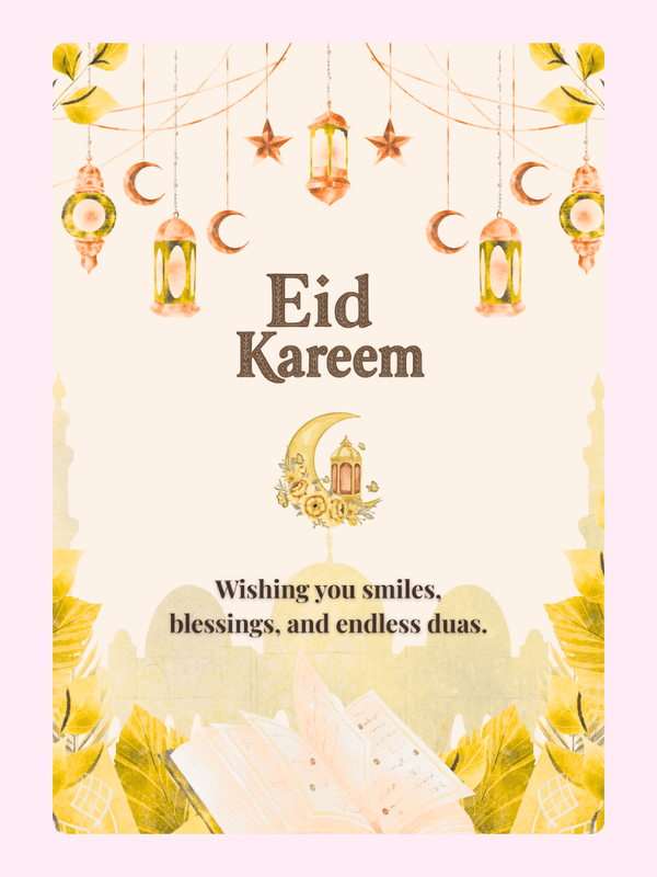 Eid Kareem Lanterns And Crescents Cake Card