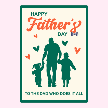 Happy Father's Day card with dad and children