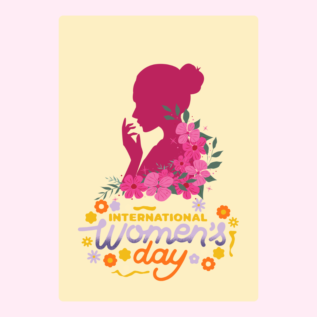 International Women's Day illustration with floral design