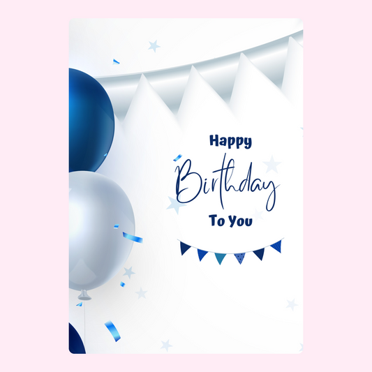 Birthday card with balloons and confetti