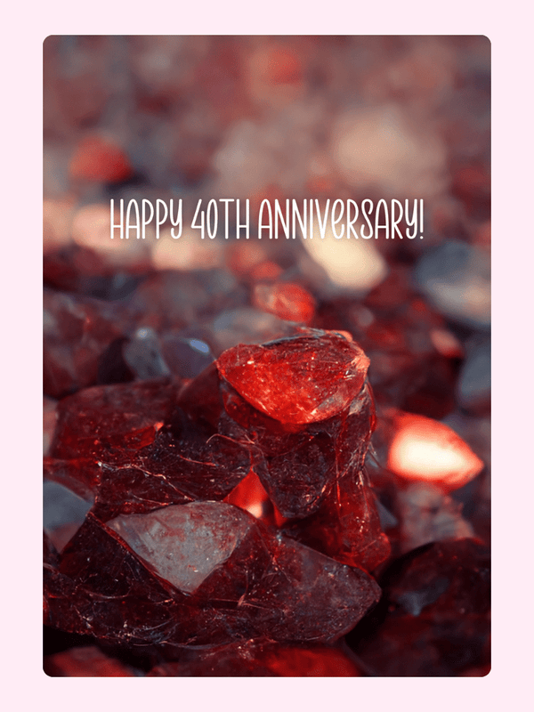40th Anniversary card with red gems