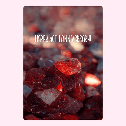 40th Anniversary card with red gems