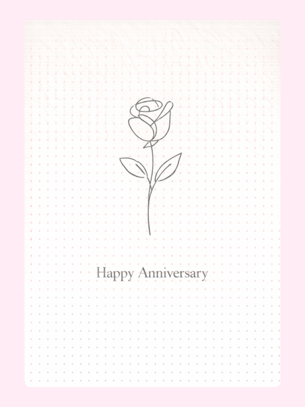Minimal Line Rose Anniversary Cake Card letterbox cake card with freshly baked cake slices