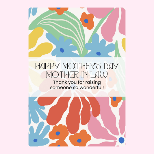 Mother's Day card for mother-in-law with colorful floral design.