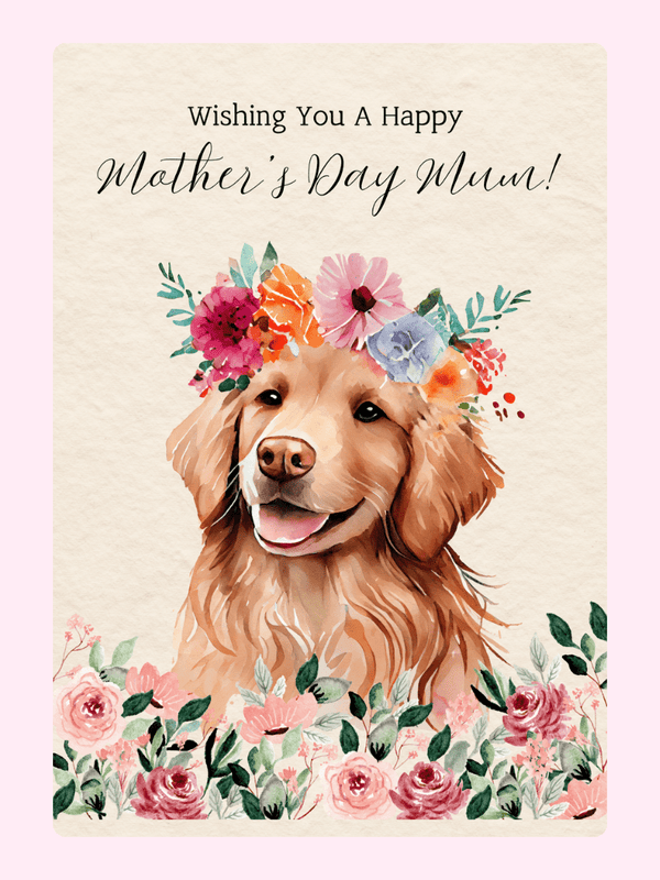 Golden Retriever Mother's Day Cake Card, for Mum