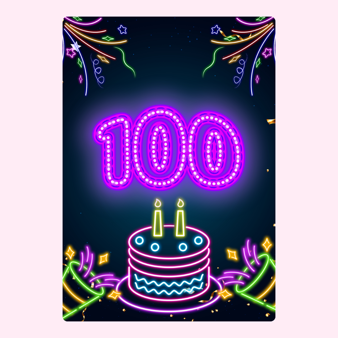 100th birthday neon cake image