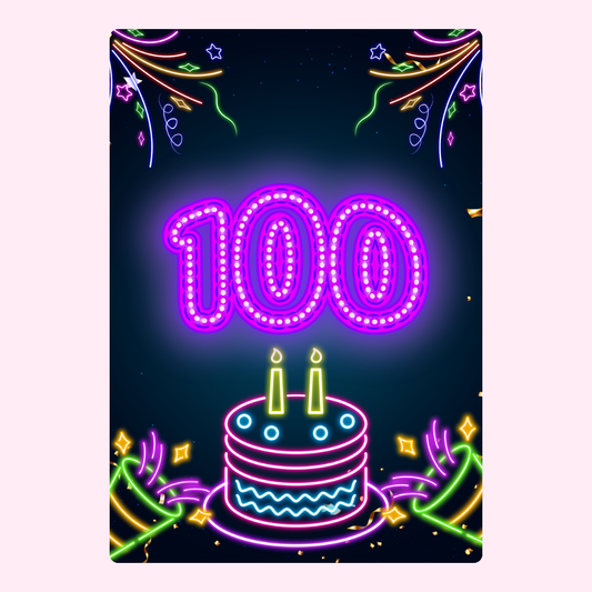 100th birthday neon cake image