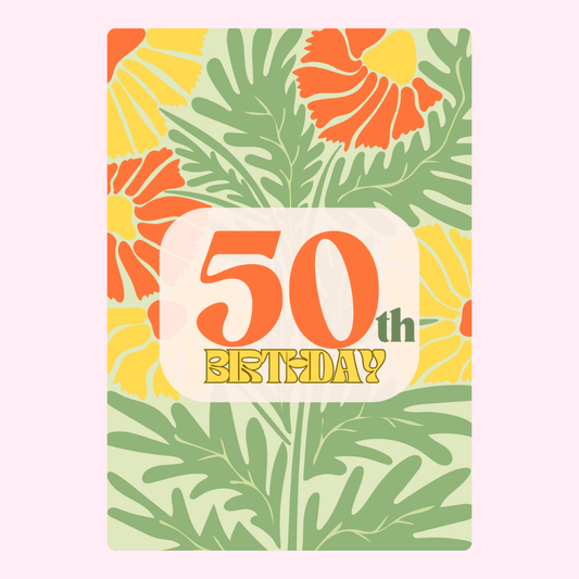 50th Birthday Card with floral design