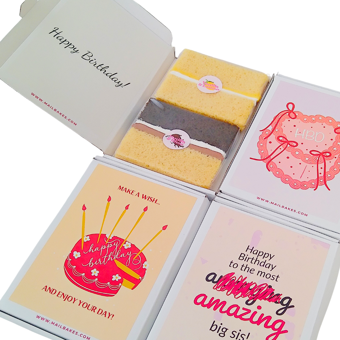 Birthday cake gift box, happy birthday message