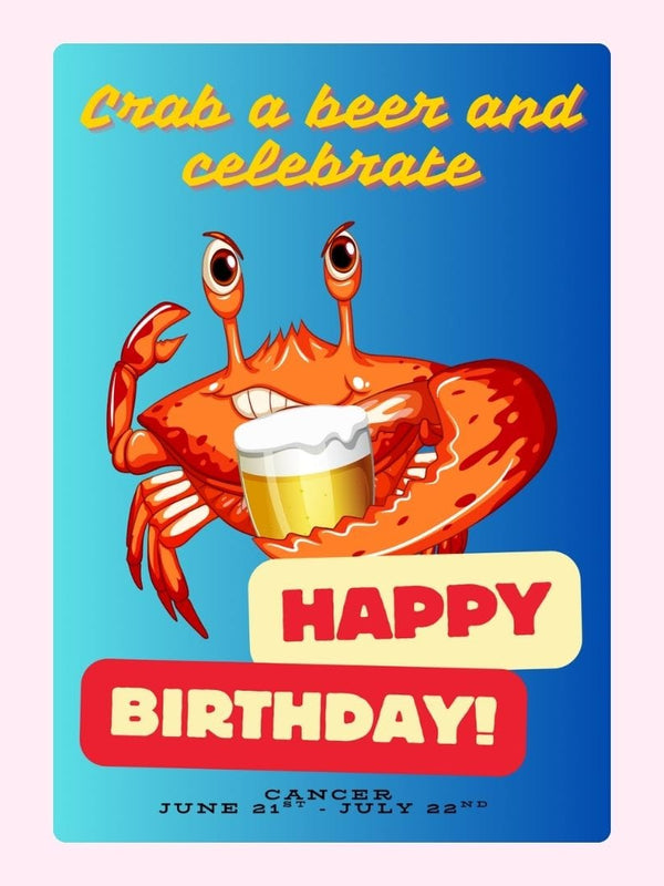 Crab A Beer Cake Card, birthday