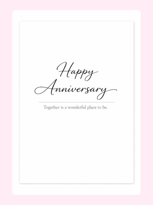 Together Is A Wonderful Place To Be Anniversary Cake Card letterbox cake card with freshly baked cake slices