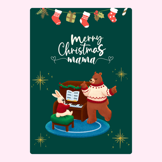 Merry Christmas Mama with bear and bunny