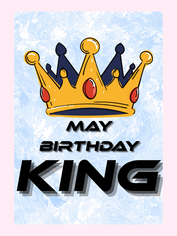 May Birthday King Crown Illustration
