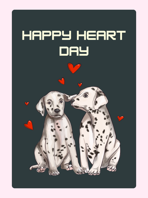 Happy Heart Day card with Dalmatian dogs