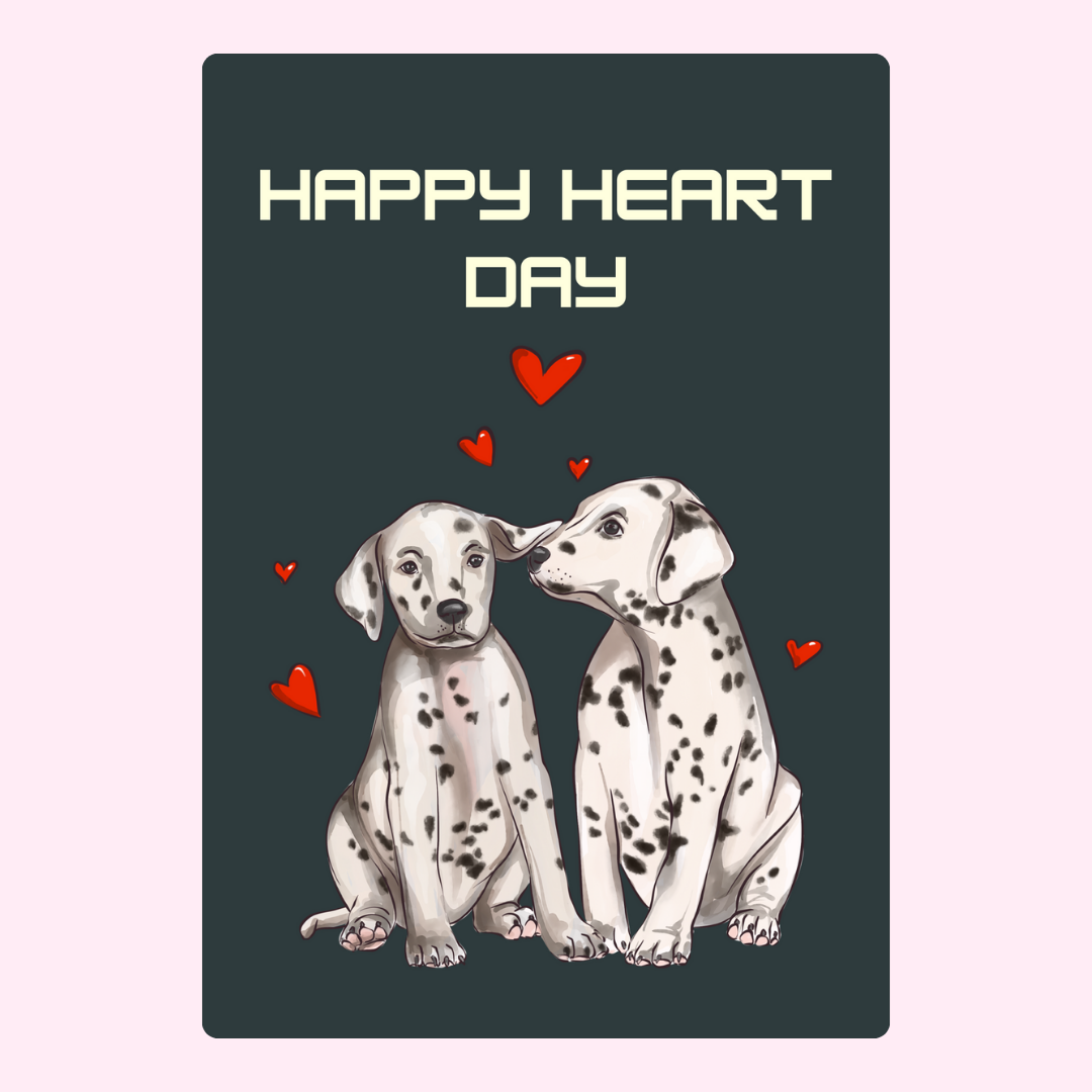 Happy Heart Day card with Dalmatian dogs