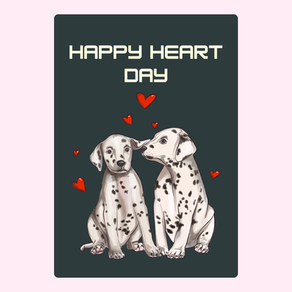 Happy Heart Day card with Dalmatian dogs