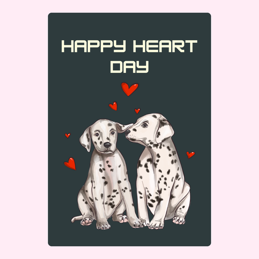 Happy Heart Day card with Dalmatian dogs