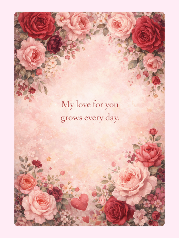 My Love For You Grows Roses Cake Card, for a wife