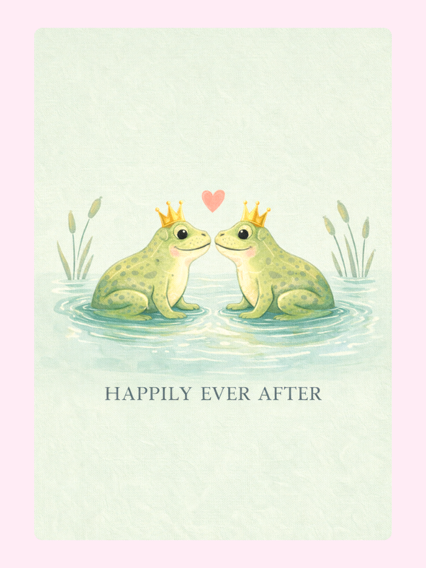 Happily Ever After Frogs Engagement Cake Card