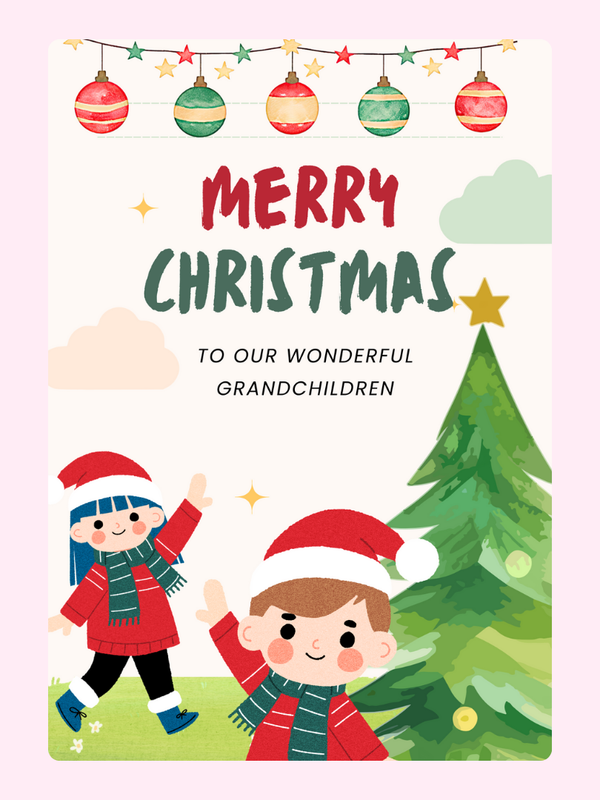 To Our Wonderful Grandchildren Cake Card, Christmas