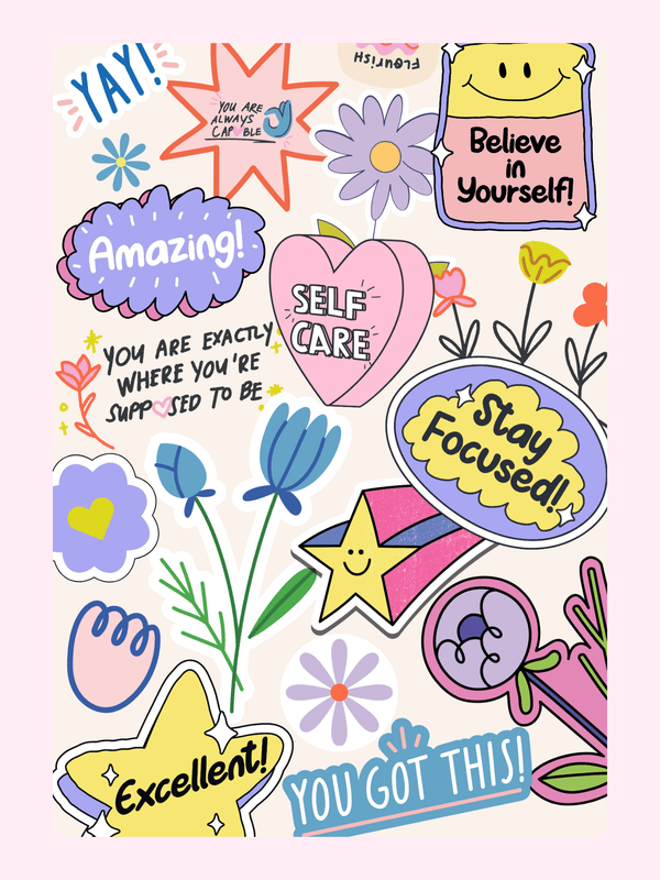 Motivational sticker collage