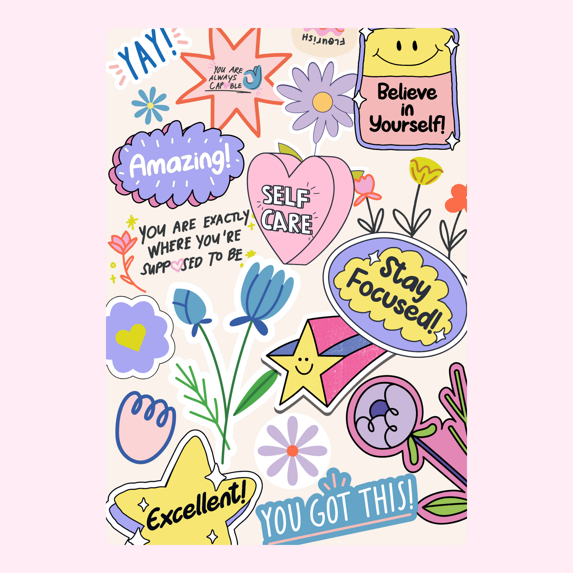 Motivational sticker collage