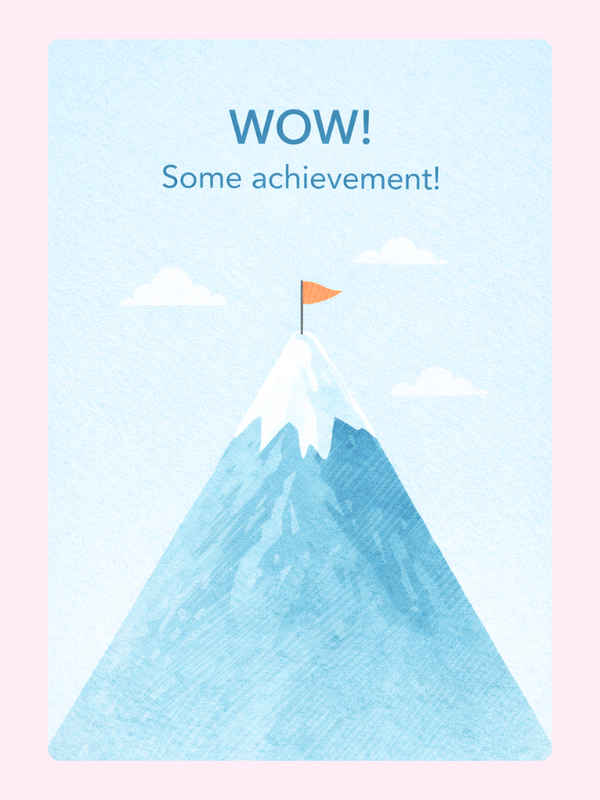 Some Achievement Mountain Congratulations Cake Card letterbox cake card with freshly baked cake slices