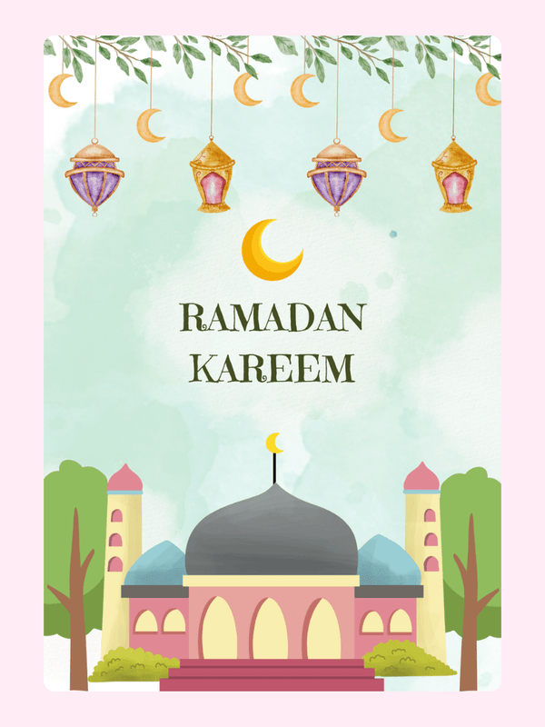 Ramadan Kareem Mosque Cake Card