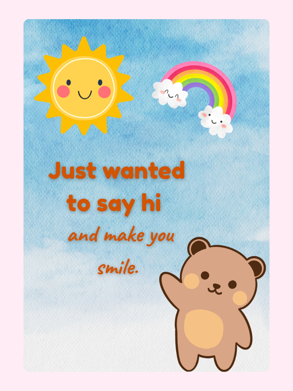 Just Wanted To Say Hi letterbox cake card with freshly baked cake slices