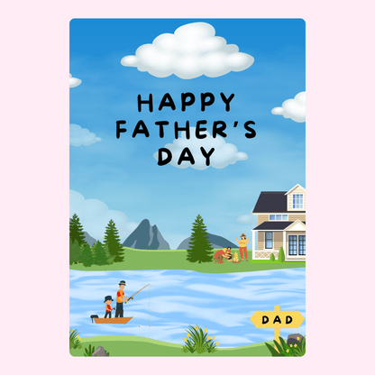Happy Father's Day with fishing scene
