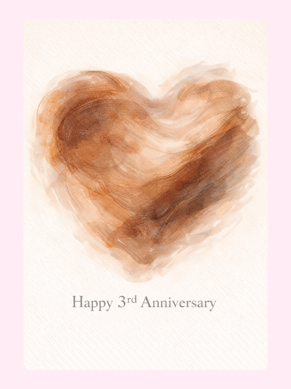Leather Heart 3rd Anniversary Cake Card