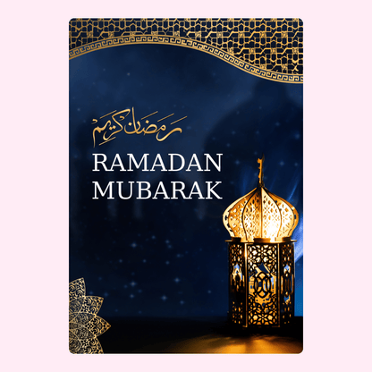 Ramadan Mubarak greeting card with lantern