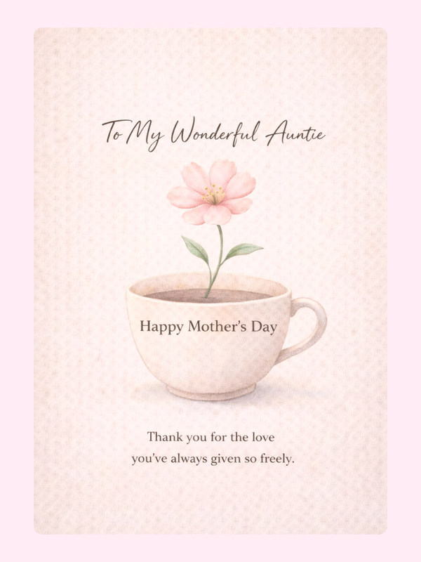 Wonderful Auntie Teacup Cake Card