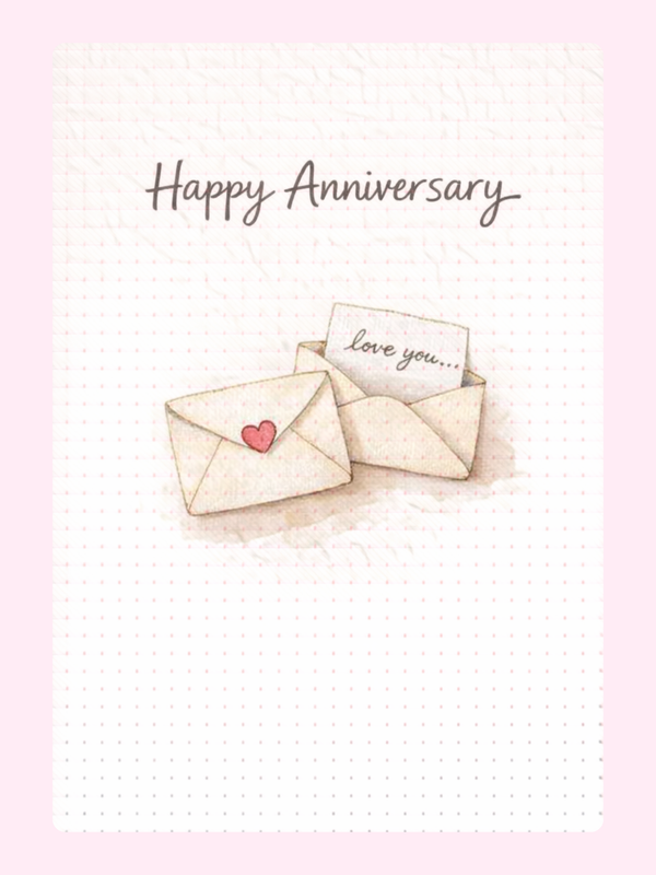 Love Letters Anniversary Cake Card letterbox cake card with freshly baked cake slices