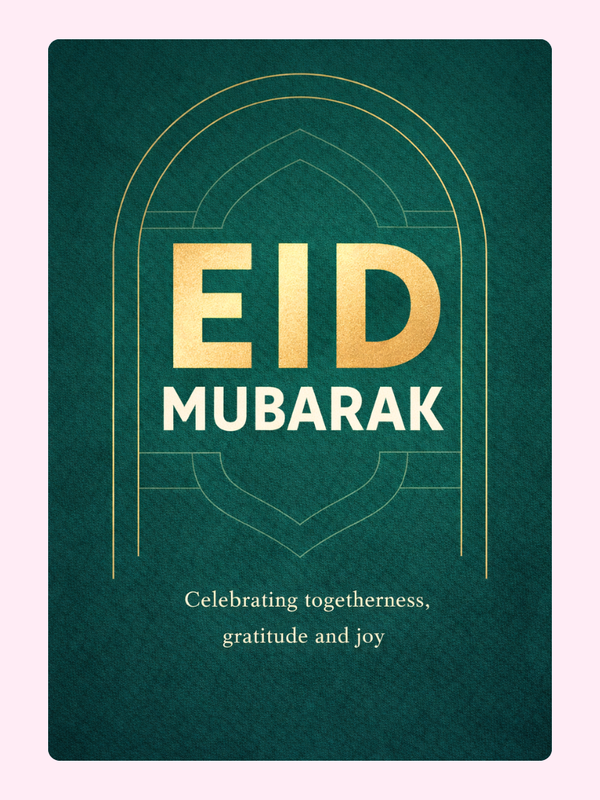 Eid Mubarak Green Arch Cake Card